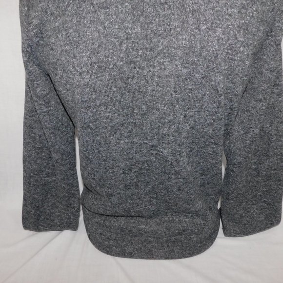 ROOTS Mens M Gray Salt & Pepper 1/4 Zip Fleece Lined Pullover Sweater Spellout - Picture 12 of 13